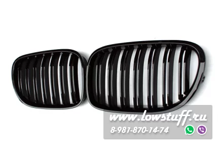 Решетки радиатора (ноздри) BMW F01 F02 LCI 2008-2015 черные глянцевые сдвоенные