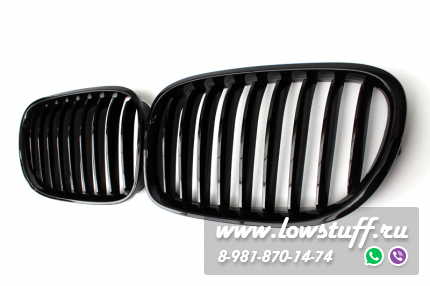 Решетки радиатора (ноздри) BMW F01 F02 LCI 2008-2015 черные глянцевые одинарные