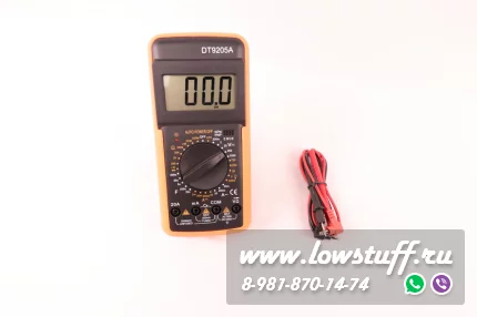 Цифровой мультиметр DT-9205A со звуковой прозвонкой тестер/ вольтметр черно-оранжевый
