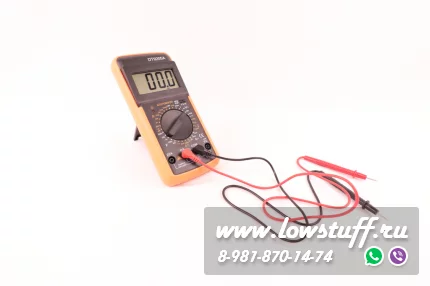 Цифровой мультиметр DT-9205A со звуковой прозвонкой тестер/ вольтметр черно-оранжевый