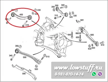 Mercedes W211 Регулируемые серповидные развальные рычаги задней оси LOWSTUFF LSCAMBW211