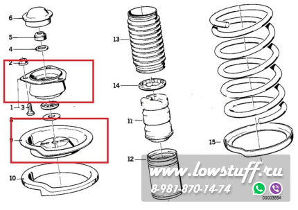BMW E28, E24 опоры переднего амортизатора с регулировкой тюнинг на ШС с переходниками под стандартные пружины LOWSTUFF LSCPBMWE30STK