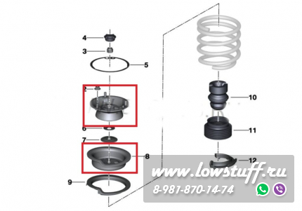 BMW E81 E82 E87 E88 E90 E91 E92 E93 опоры переднего амортизатора с регулировкой развала тюнинг на ШС для стандартной подвески LOWSTUFF LSCPBMWE8XE9XSTK