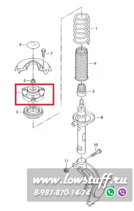 VW Tigaun I 5N, Touran 1T опоры переднего амортизатора с регулировкой развала тюнинг на ШС под стандартную подвеску LOWSTUFF LSCPVWG5STK