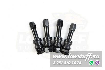Ниппеля алюминиевые / вентиля для бескамерных шин RAYS Black черные 4 шт. разборные алюминиевые