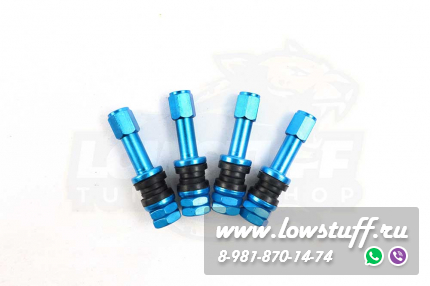 Ниппеля алюминиевые / вентиля для бескамерных шин RAYS Sky blue голубые 4 шт. разборные алюминиевые