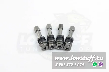 Ниппеля алюминиевые / вентиля для бескамерных шин RAYS Titanium темно серые 4 шт. разборные алюминиевые