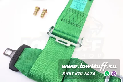 Спортивные ремни безопасности 4-х точечные Takata Green Style зеленые 3 дюйма стандартная застежка