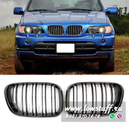 BMW X5 E53 preLCI дорестайлинг 1999-2003 решетки радиатора ноздри черные глянцевые сдвоенные LOWSTUFF LOWSTUFF RGBMWE53X2GLBL